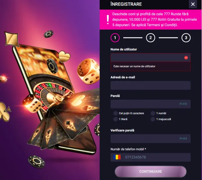 Player bonus fara depunere - inregistrare cont