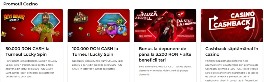 Alte bonusuri fara depunere la 32Rosu